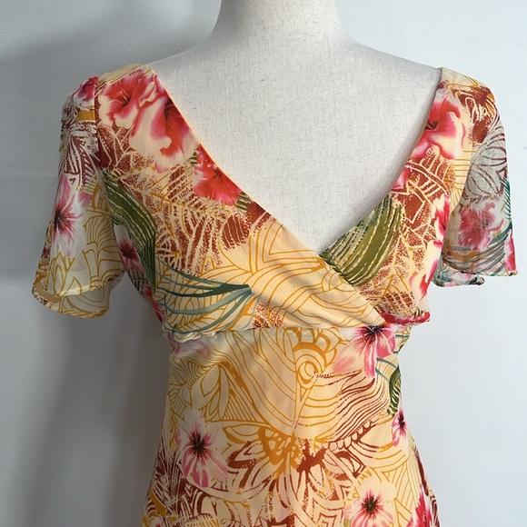 90's Vintage Coastal Midi Dress Vacation Hawaii - Picture 2 of 8